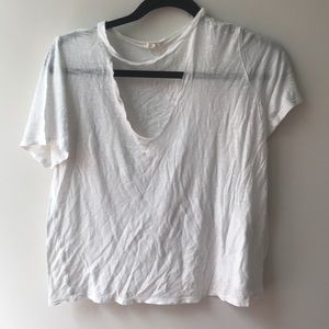 White cutout tee